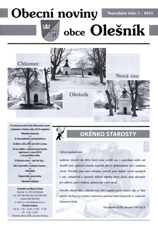 Obecní noviny obce Olešník