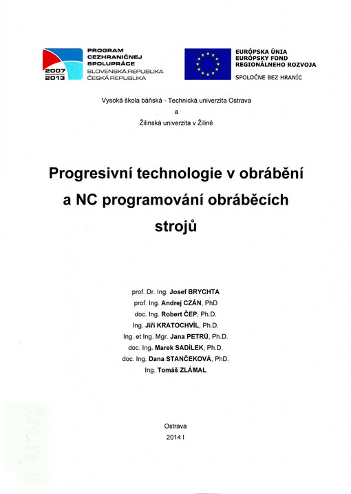 Progresivní technologie v obrábění a NC programování obráběcích strojů    