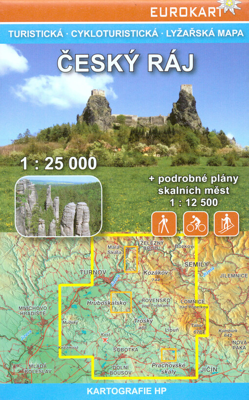Český ráj turistická mapa, cykloturistická mapa, lyžařská mapa