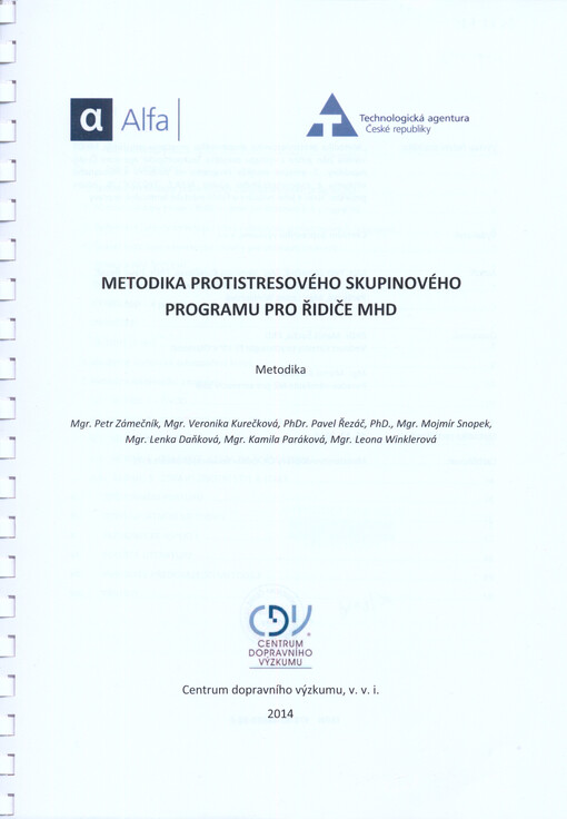 Metodika protistresového skupinového programu pro řidiče MHD : metodika