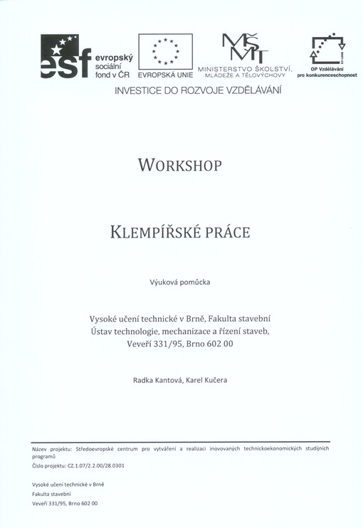 Klempířské práce : workshop : výuková pomůcka