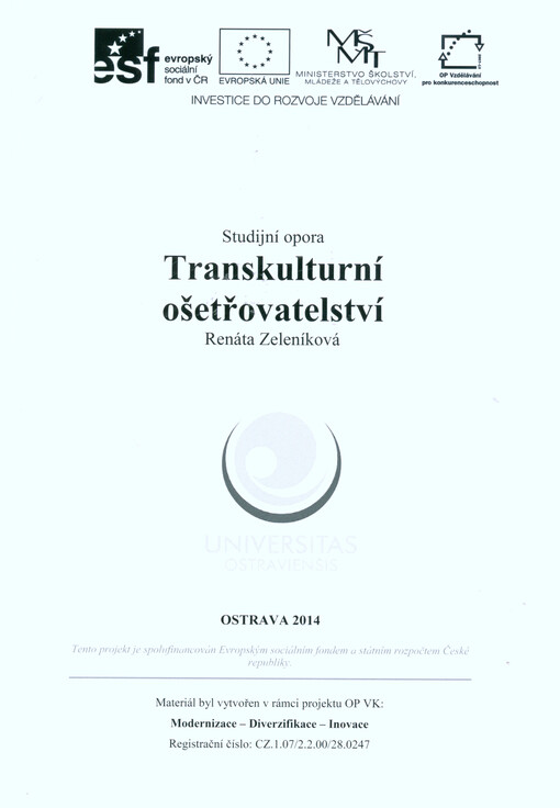 Transkulturní ošetřovatelství : studijní opora