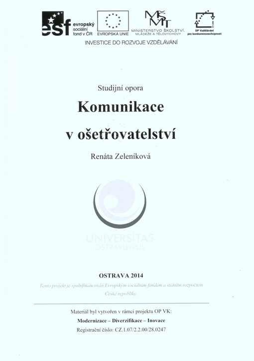 Komunikace v ošetřovatelství : studijní opora