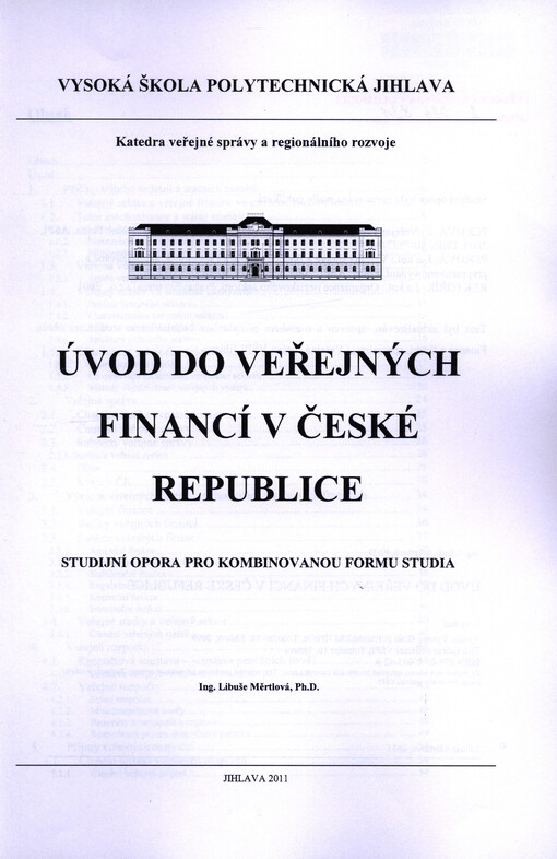 Úvod do veřejných financí v České republice :studijní opora pro kombinovanou formu studia