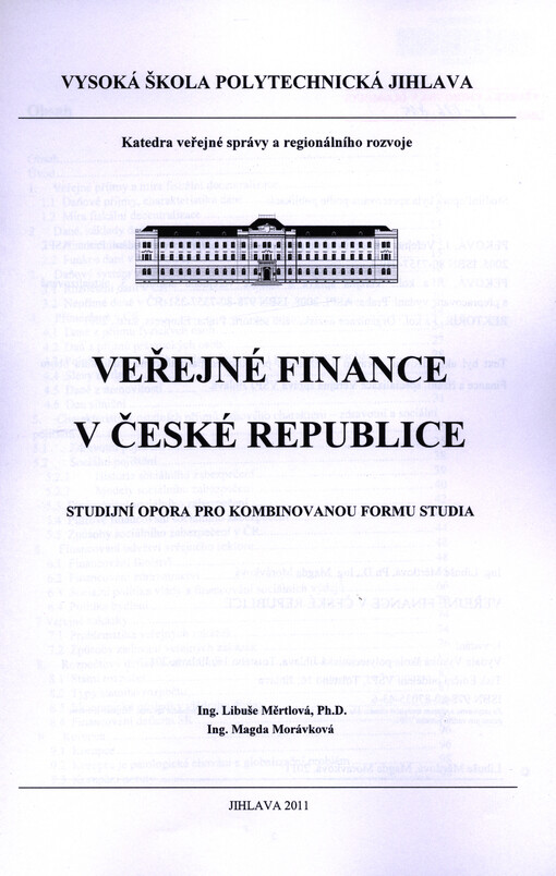 Veřejné finance v České republice :studijní opora pro kombinovanou formu studia