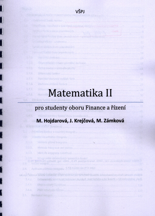 Matematika II :pro studenty oboru Finance a řízení