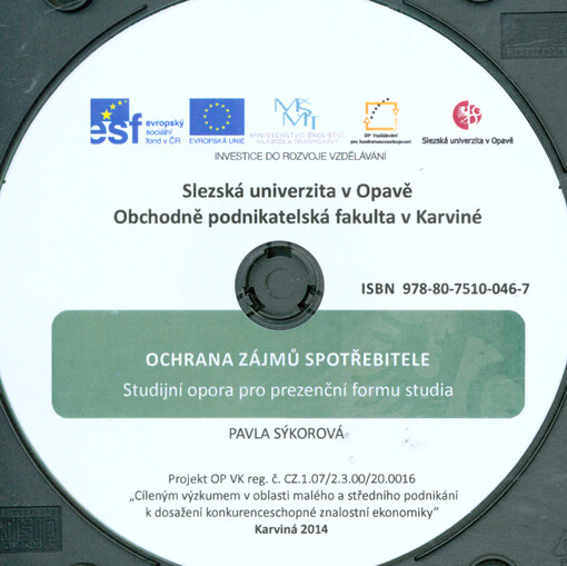 Ochrana zájmů spotřebitelepro prezenční formu studia