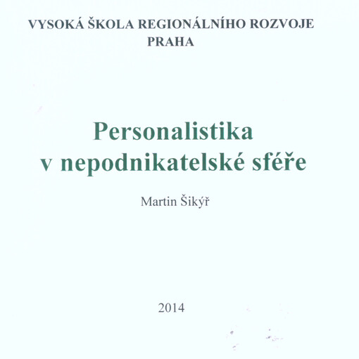 Personalistika v nepodnikatelské sféře