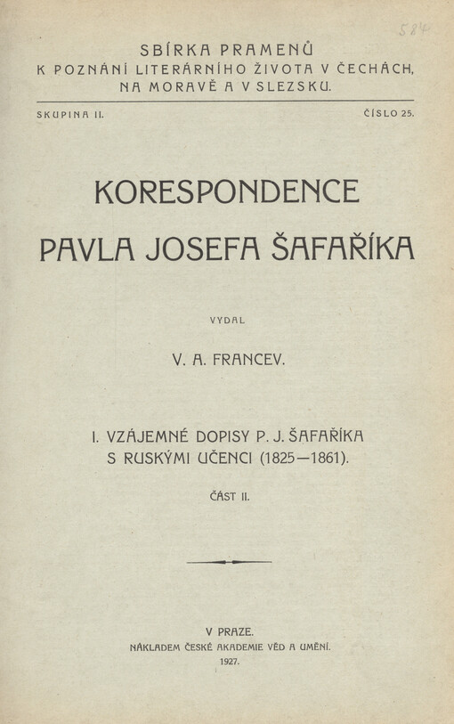 Korespondence Pavla Josefa Šafaříka