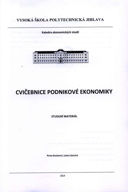 Cvičebnice podnikové ekonomiky :studijní materiál