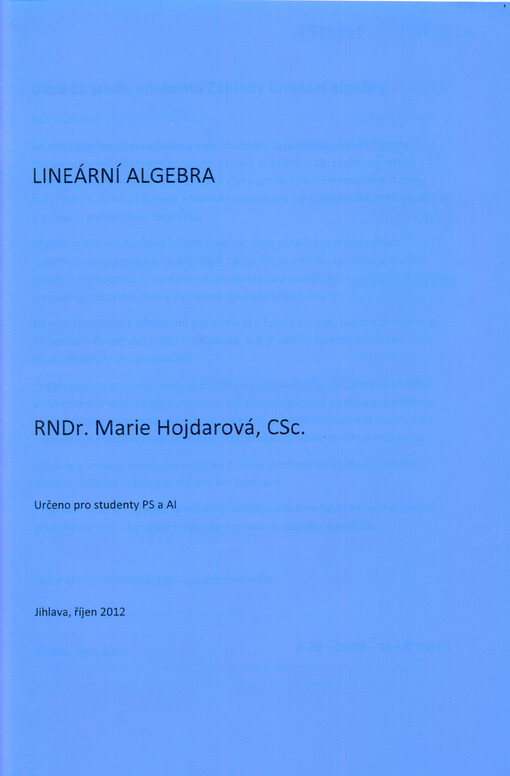 Lineární algebra :určeno pro studenty PS a AI