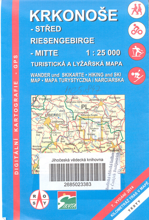 Krkonoše - středRiesengebirge - Mitte : turistická a lyžařská mapa