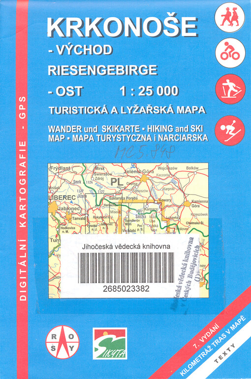 Krkonoše - východ Reisengebirge - Ost : turistická a lyžařská mapa