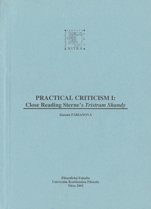 Practical criticism I. : close reading Sterne's Tristram Shandy
