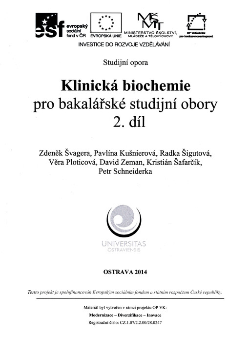 Klinická biochemie pro bakalářské studijní obory : studijní opora
