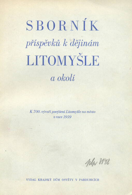 Sborník příspěvků k dějinám Litomyšle a okolí