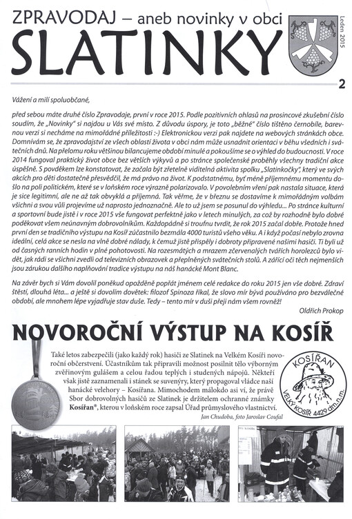 Zpravodaj, aneb, Novinky v obci Slatinky
