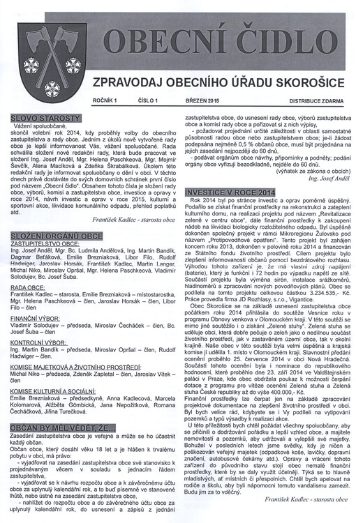 Obecní čidlo :zpravodaj obecního úřadu Skorošice