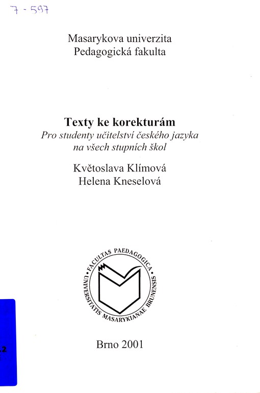 Texty ke korekturám : pro studenty učitelství českého jazyka na všech stupních škol
