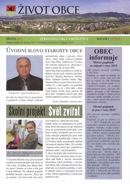 Život obce :zpravodaj obce Vikýřovice