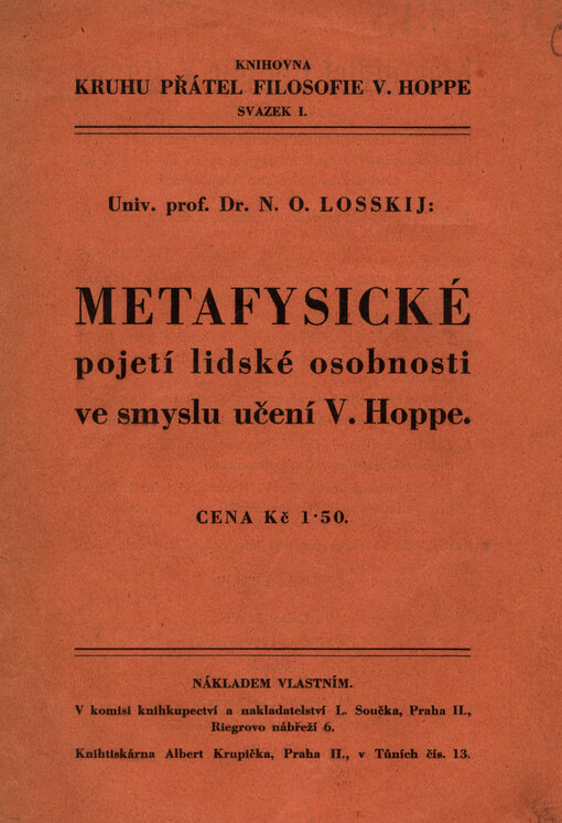 Metafysické pojetí lidské osobnosti ve smyslu učení V. Hoppe