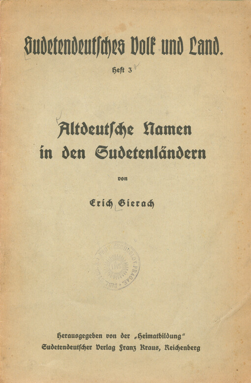 Altdeutsche Namen in den Sudetenländern
