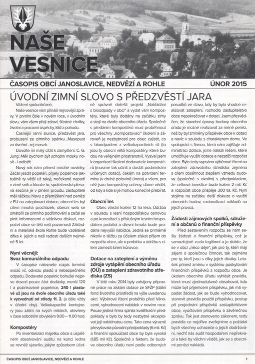Naše vesnice :časopis obcí Janoslavice, Nedvězí a Rohle