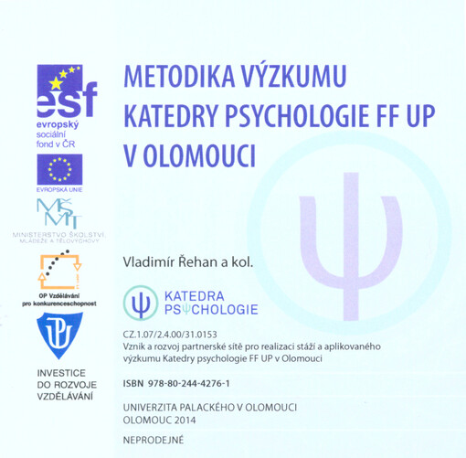 Metodika výzkumu katedry psychologie FF UP v Olomouci