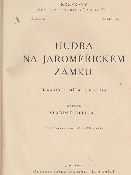 Hudba na Jaroměřickém zámku :František Míča 1696-1745