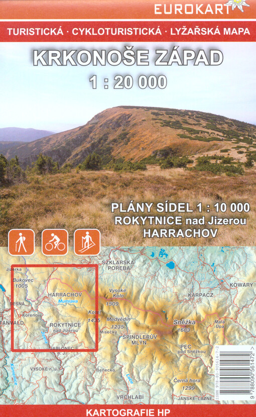 Krkonoše západturistická, cykloturistická, lyžařská mapa : plány sídel 1:10 000
