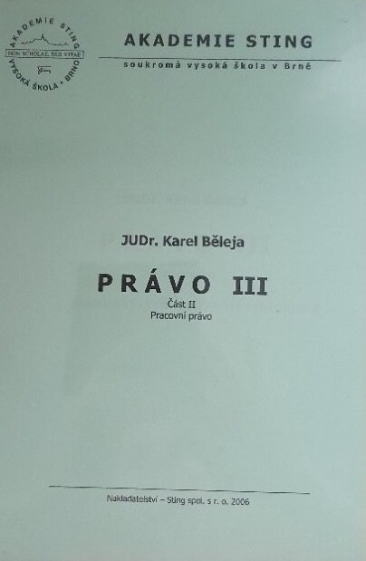 Právo III.Část II,Pracovní právo