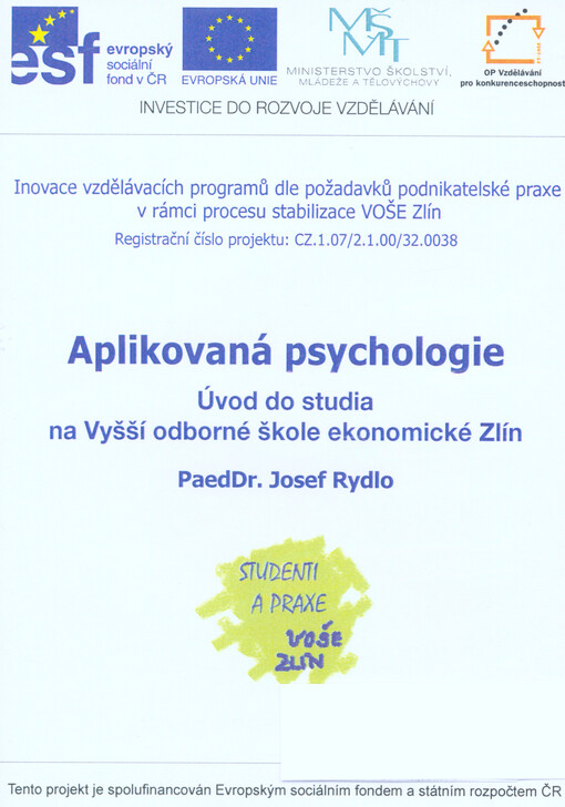Aplikovaná psychologieúvod do studia na Vyšší odborné škole ekonomické Zlín