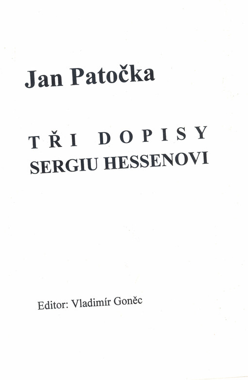 Tři dopisy Sergiu Hessenovi