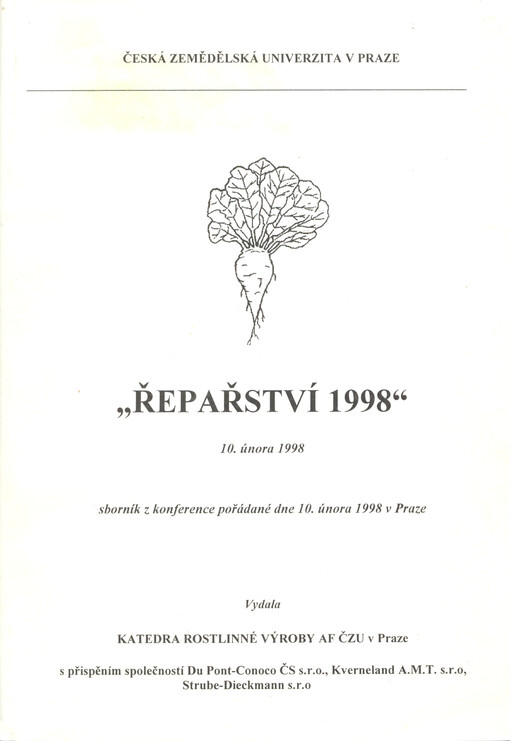 Řepařství 1998 : sborník z konference pořádané dne 10. února 1998 v Praze