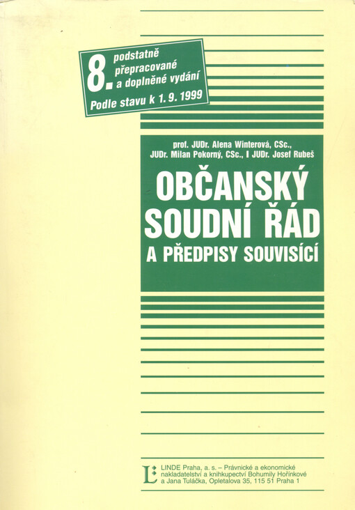 Občanský soudní řád a předpisy souvisící :podle stavu k 1.9.1999