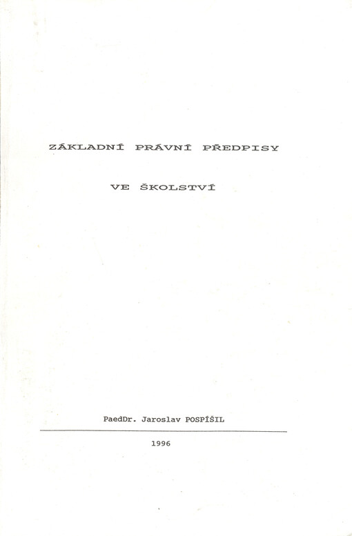 Základní právní předpisy ve školství