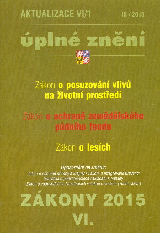  Zákony VI/2015. Aktualizace k III/2015