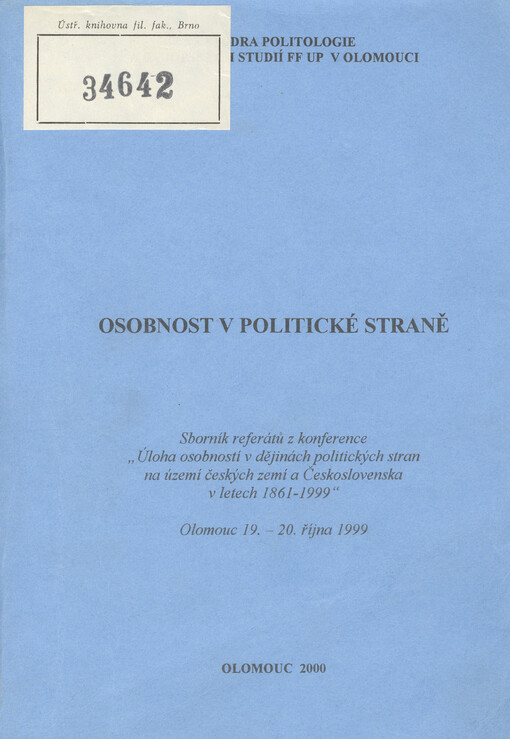Osobnost v politické straně : sborník referátů z konference 
