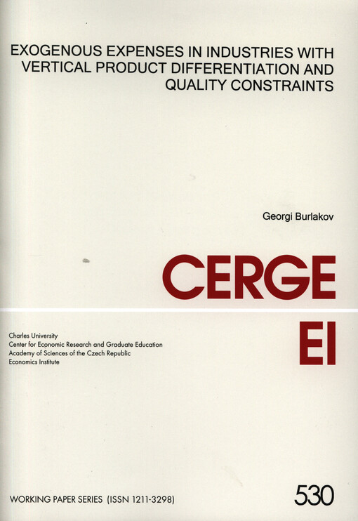 Exogenous expenses in industries with vertical product differentiation and quality constraints