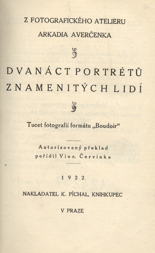 Dvanáct portrétů znamenitých lidí :tucet fotografií formátu 