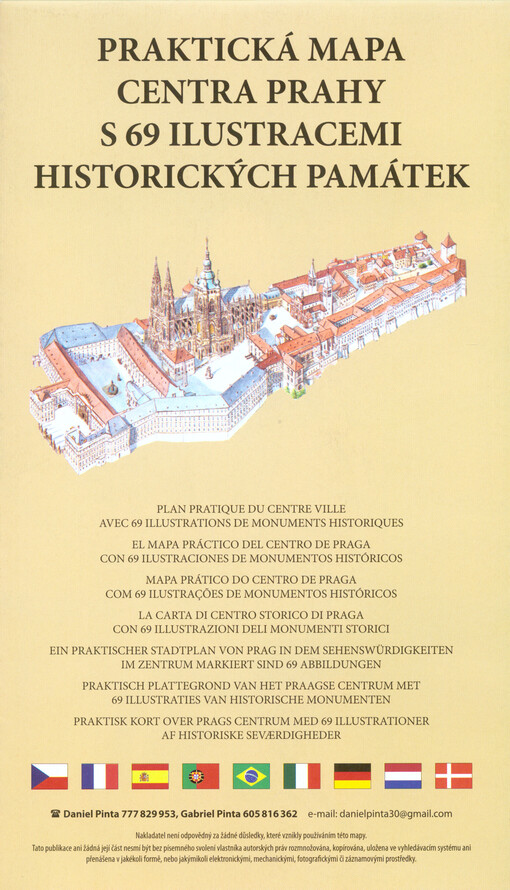 Praktická mapa centra Prahy s 69 ilustracemi histo