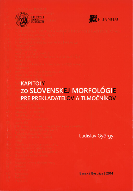 Kapitoly zo slovenskej morfológie pre prekladateľov a tlmočníkov