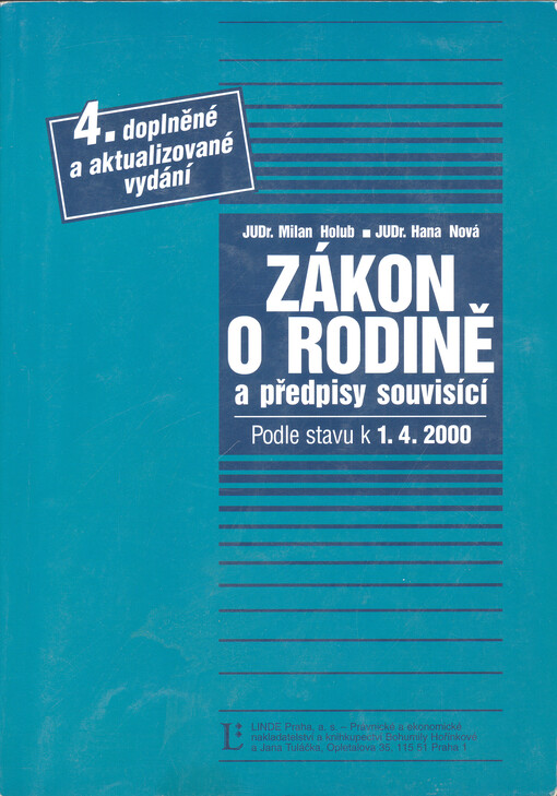 Zákon o rodině a předpisy souvisící: podle stavu k 1.4.2000
