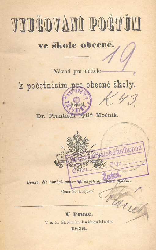 Vyučování počtům ve škole obecné :návod pro učitele k početnicím pro obecné školy