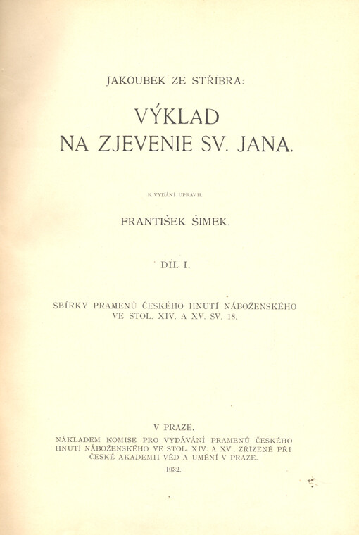 Výklad na Zjevenie sv. Jana.Díl 1