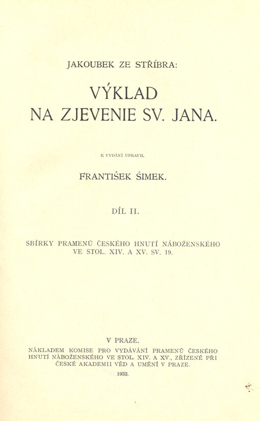 Výklad na Zjevenie sv. Jana.Díl II.