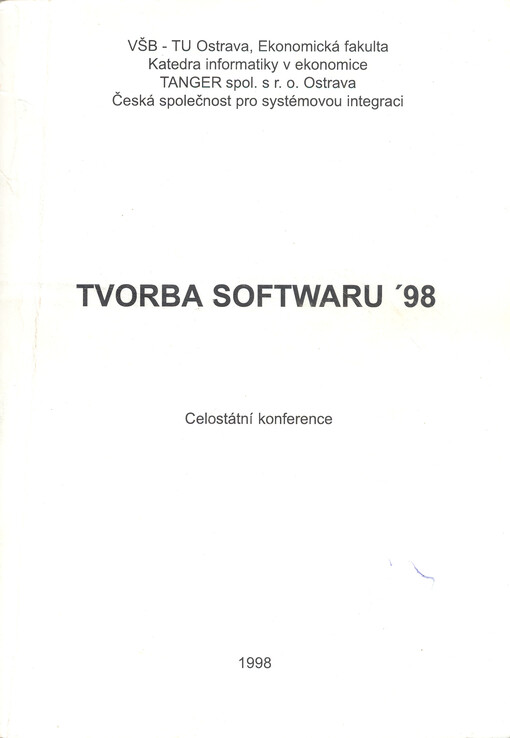 Tvorba softwaru '98 :celostátní konference