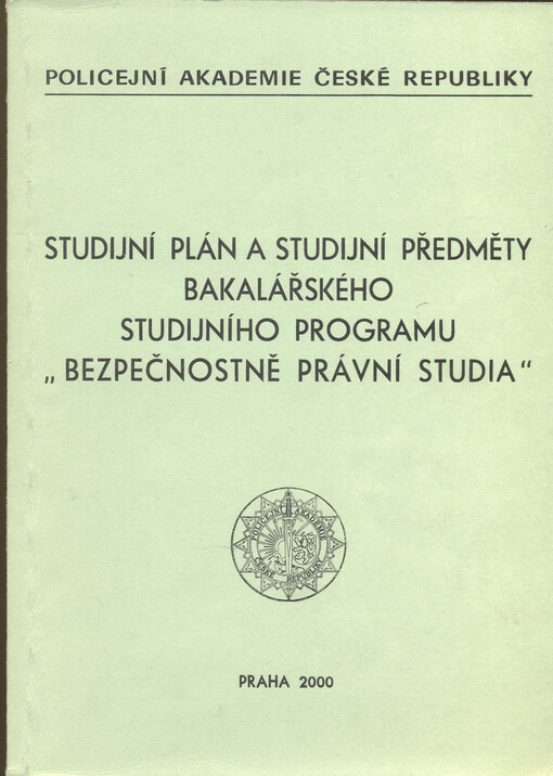 Studijní plán a studijní předměty bakalářského studijního programu 