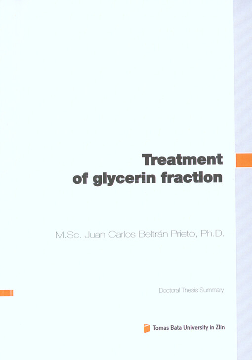 Treatment of glycerin fraction; Doctoral Thesis Summary