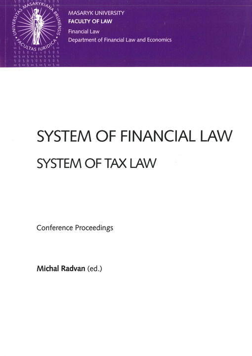  System of financial law  : system of tax law : conference proceedings  